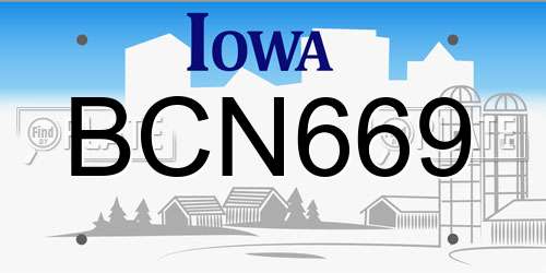 BCN669 Iowa License Plate