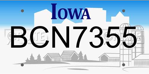 BCN7355 Iowa License Plate