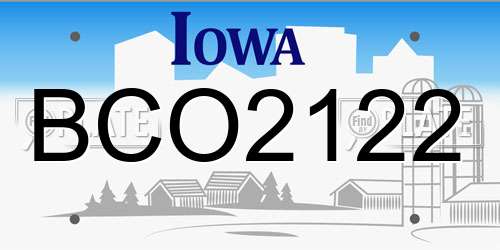 BCO2122 Iowa License Plate