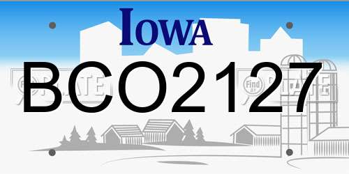 BCO2127 Iowa License Plate