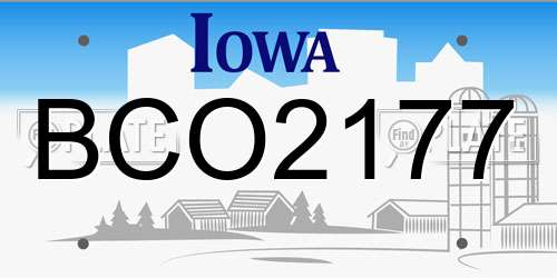 BCO2177 Iowa License Plate