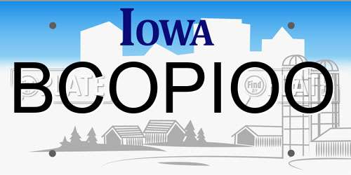 BCOPIOO Iowa License Plate