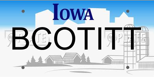 BCOTITT Iowa License Plate
