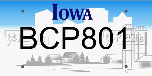 BCP801 Iowa License Plate