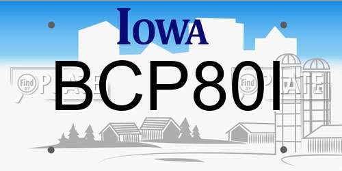 BCP80I Iowa License Plate