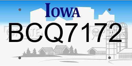 BCQ7172 Iowa License Plate