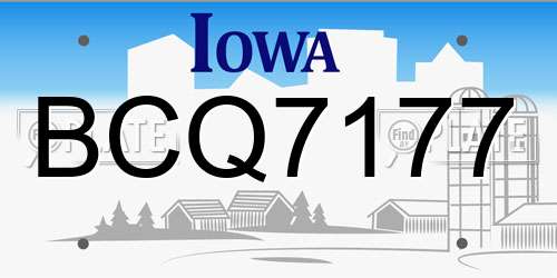 BCQ7177 Iowa License Plate