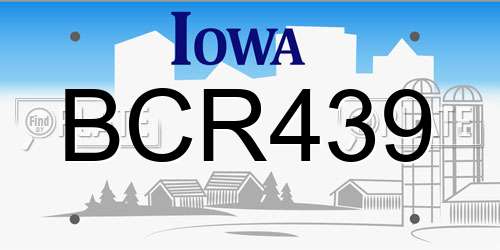 BCR439 Iowa License Plate