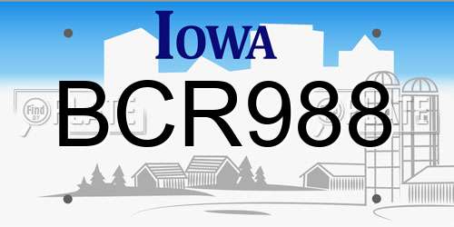 BCR988 Iowa License Plate