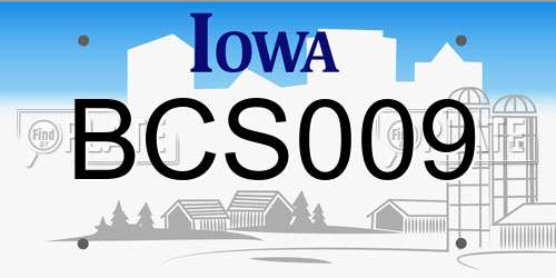 BCS009 Iowa License Plate