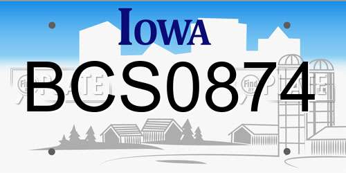 BCS0874 Iowa License Plate