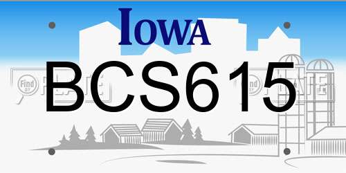 BCS615 Iowa License Plate