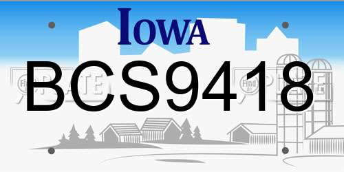 BCS9418 Iowa License Plate