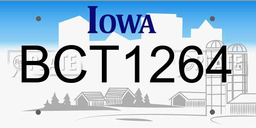 BCT1264 Iowa License Plate