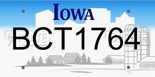 BCT1764 Iowa License Plate