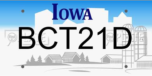 BCT21D Iowa License Plate