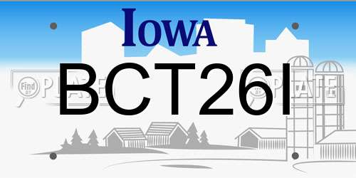 BCT26I Iowa License Plate