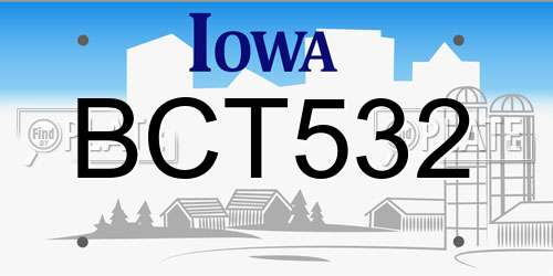 BCT532 Iowa License Plate