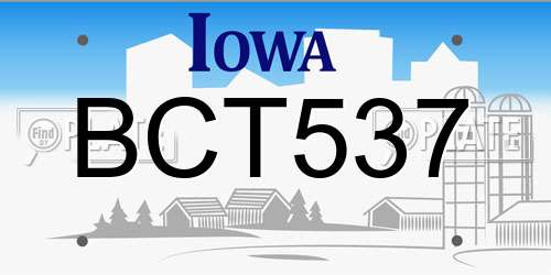 BCT537 Iowa License Plate