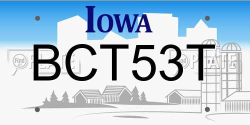 BCT53T Iowa License Plate