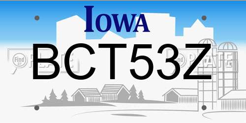 BCT53Z Iowa License Plate