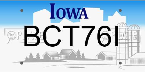 BCT76I Iowa License Plate