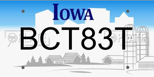 BCT83T Iowa License Plate