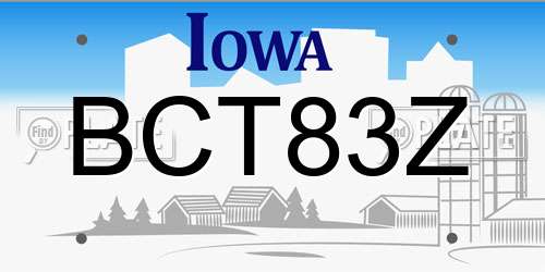 BCT83Z Iowa License Plate