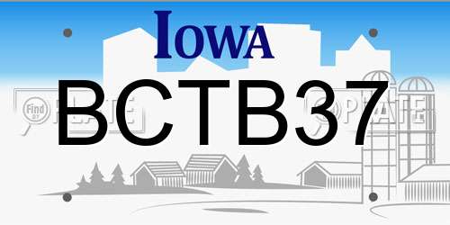 BCTB37 Iowa License Plate