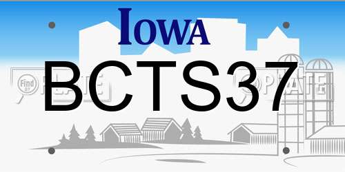 BCTS37 Iowa License Plate