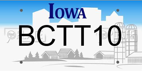 BCTT10 Iowa License Plate