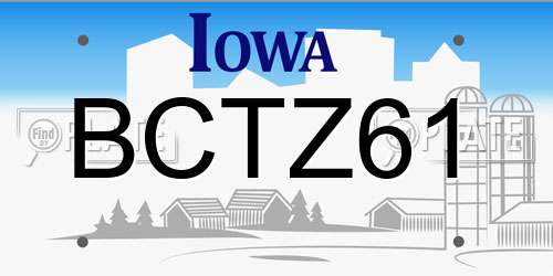 BCTZ61 Iowa License Plate