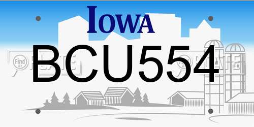 BCU554 Iowa License Plate
