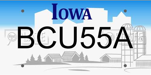 BCU55A Iowa License Plate