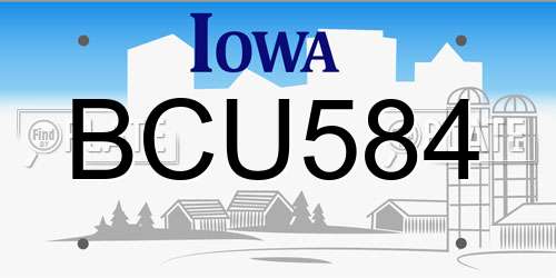 BCU584 Iowa License Plate