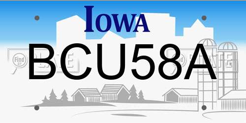 BCU58A Iowa License Plate