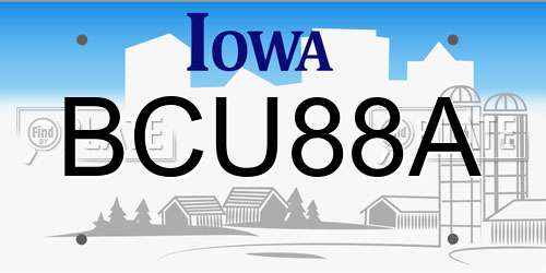 BCU88A Iowa License Plate