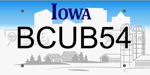 BCUB54 Iowa License Plate