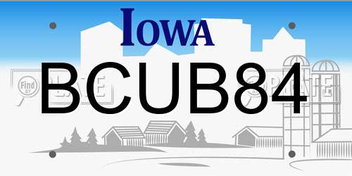 BCUB84 Iowa License Plate