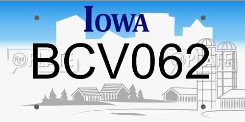 BCV062 Iowa License Plate