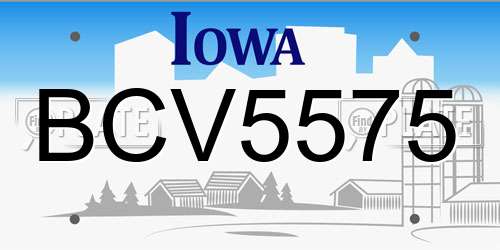 BCV5575 Iowa License Plate