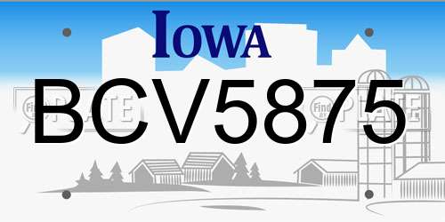 BCV5875 Iowa License Plate