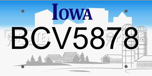 BCV5878 Iowa License Plate