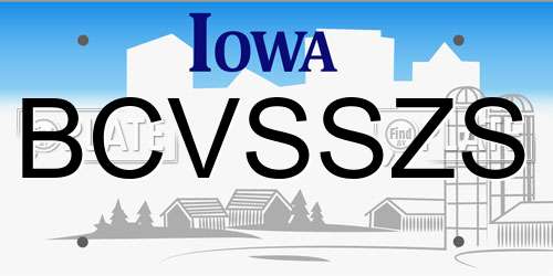 BCVSSZS Iowa License Plate