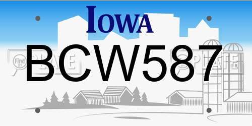 BCW587 Iowa License Plate