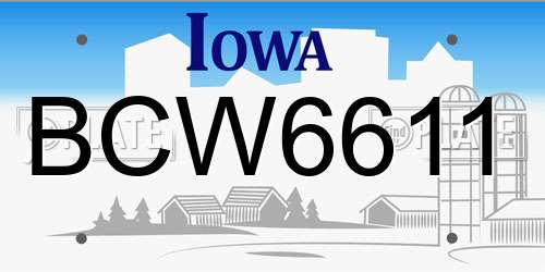 BCW6611 Iowa License Plate