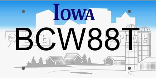 BCW88T Iowa License Plate