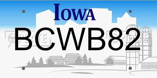 BCWB82 Iowa License Plate