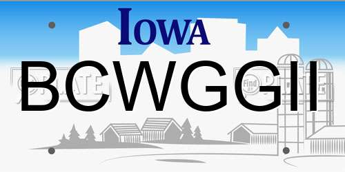 BCWGGII Iowa License Plate