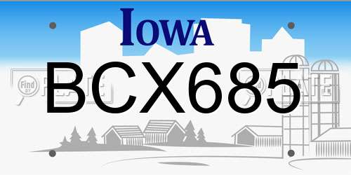 BCX685 Iowa License Plate